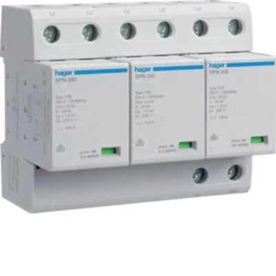 Descargador de sobretensiones SPD T1 combinado 3P TN-C, 75 kA, Up≤1,5 kV