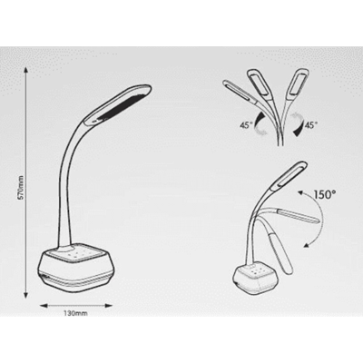 Desk lamp with a white speaker