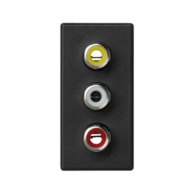 Deska K45/2 konektory 3x RCA (CINCH) 22,5x45mm + vložky, šedý grafit