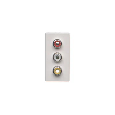 deska K45/2 konektory 3x RCA (CINCH) 22,5x45mm + vložky, šroubovací svorky, čistě bílá