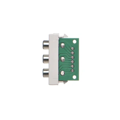 deska K45/2 konektory 3x RCA (CINCH) 22,5x45mm + vložky, šroubovací svorky, čistě bílá
