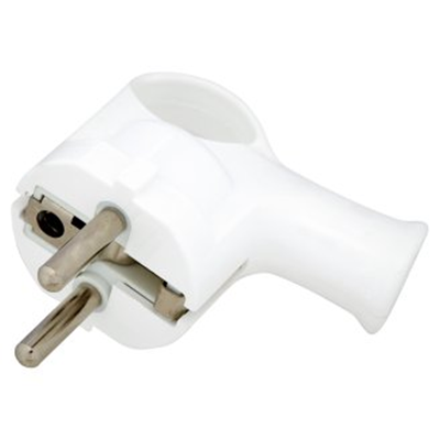 Detachable angled plug with grounding, white handle