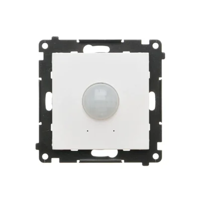 Détecteur de mouvement Simon 55 WMDR-001R10-111 avec relais 16 A, 230 V~ (module). Modes : AUTO, MARCHE, ARRÊT, SIMULATION. Compatible avec les stores PCR/... (blanc mat).