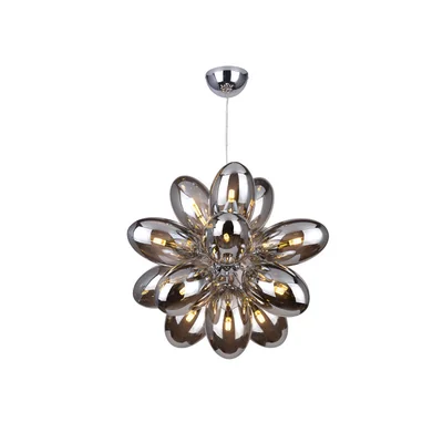 DIANA Suspension G9 IP20 argent avec abat-jour fumés