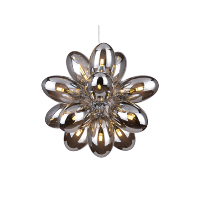 DIANA Suspension G9 IP20 argent avec abat-jour fumés