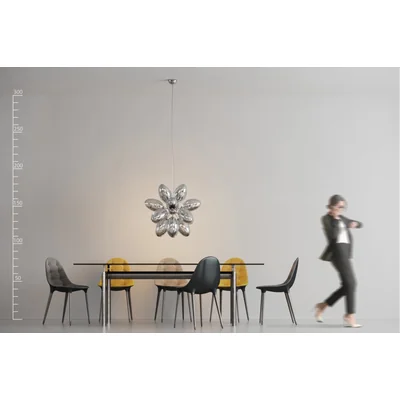 DIANA Suspension G9 IP20 argent avec abat-jour fumés