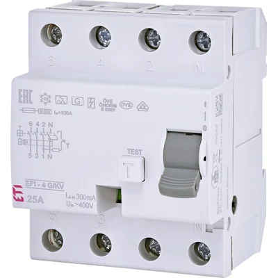 Diferenciální jistič EFI-4 A G/KV 25/0,3 - krátkodobé zpoždění