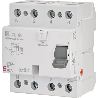 Диференціальний автоматичний вимикач EFI-P4 A 25/0,3 NL - N зліва