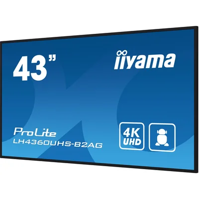 Digital Signage iiyama LH4360UHS-B2AG Bildschirm 43" ELED VA 4K, 500 cd/m², Android 11, iisignage2, 24/7, 3x HDMI
