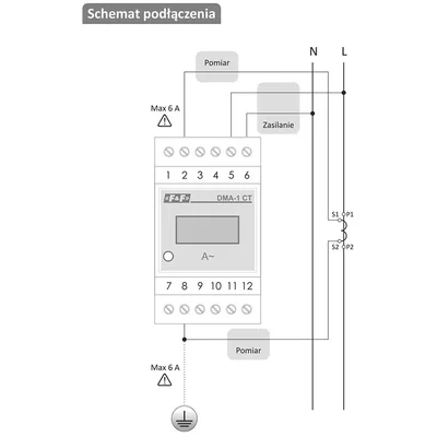 Digitální indikátor proudu, jednofázový DMA-1-CT, semi-meziměření. S programovatelným transformátorovým poměrem.