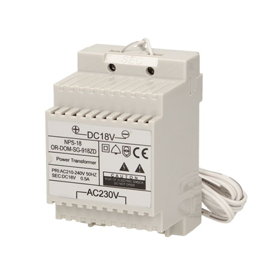 DIN rail power supply DC18V for SAGITTA set white