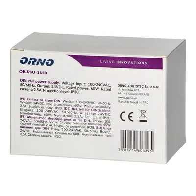 DIN-Schienen-Netzteil 24 V DC, 2,5 A, 60 W, 3 Module breit