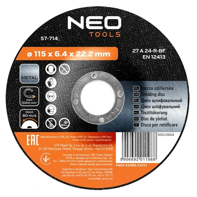 Disco abrasivo per metallo 115 x 6,4 x 22,2 mm, 27 A24-R-BF