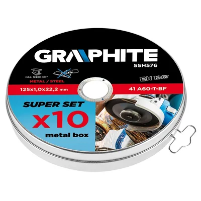 Disco de corte de metal de 125 x 1,0 x 22,2 mm, 41 A60-R-BF, 10 unidades.