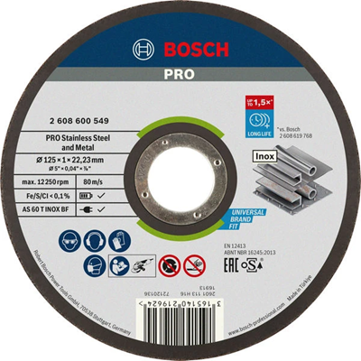 Disco de corte recto INOX-RAPIDO 125x22,23mm