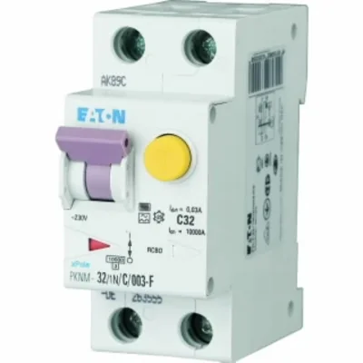 Disjoncteur combiné PKNM-32/1N/B/003-F-MW 10 kA, In = 32 A, IΔN = 0,03 A, caractéristiques B, type F, 1+N pôles. Série PKNM