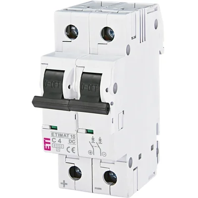 Disjoncteur DC ETIMAT10 2P 6kA C 4A DC
