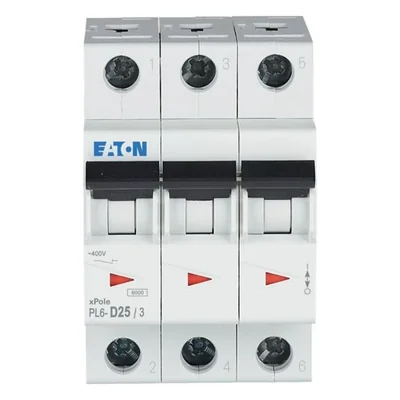 Disjoncteur de surintensité PL6-D25/3, 6 kA, In = 25 A, caractéristique D, tripolaire, série PL6