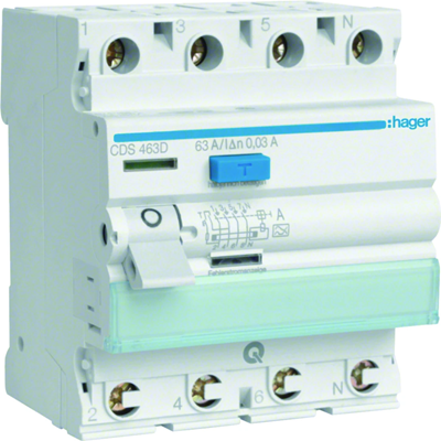 Disjoncteur différentiel différentiel 3P+N 63A/30mA Type A QuickConnect