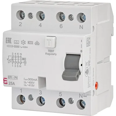 Disjoncteur différentiel EFI6-P4 A 16/0,03 - 6 kA