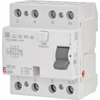 Disjoncteur différentiel EFI6-P4 AC 25/0,03 6kA 4 pôles