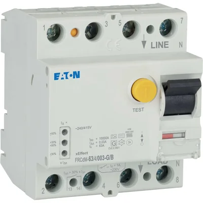 Disjoncteur différentiel numérique FRCdM-63/4/003-G/B, 10 kA, In = 63 A, IΔN = 0,03 A, type G/B, 4 pôles. Série FRCdM