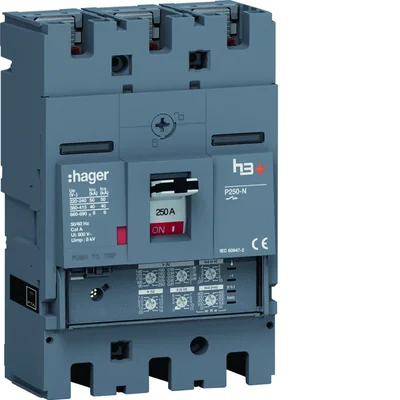 Disjoncteur MCCB h3+ P250 triphasé 250 A 40 kA LSI