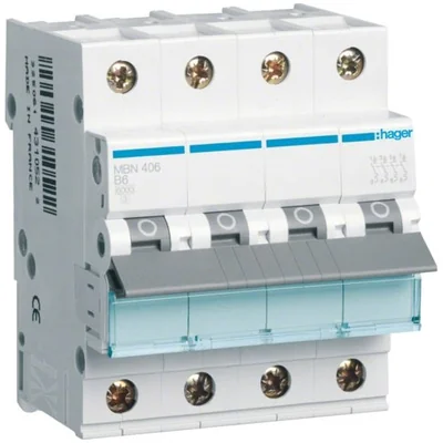 Disjoncteur miniature 6kA B tétrapolaire 10A