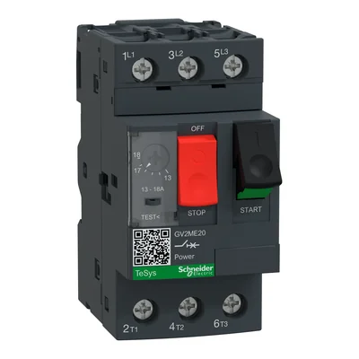 Disjoncteur-moteur GV2ME avec commande à bouton-poussoir I=13-18A Bornes de la boîte PL