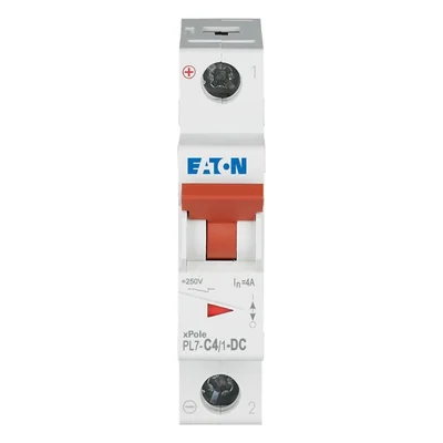 Disjoncteur PL7-C4/1-DC 10 kA, In = 4 A, caractéristique C, unipolaire. Série PL7-DC