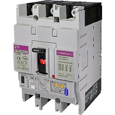 Disjoncteur tripolaire EB2 250/3LE 160A, 3P, 36 kA, à déclenchement électronique