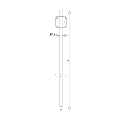 Dispersore singolo, non prolungato, diametro 16 L = 1500 mm, zincato a caldo