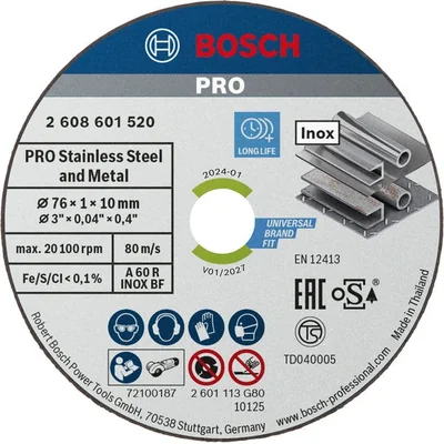 Disque de coupe Expert pour Inox A 60 R INOX BF ; 76 mm ; 1 mm ; 10 mm