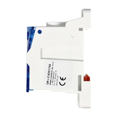 Distribution block 160A, input terminal 1x16 and 1x70mm2, output terminals 6x16mm2, convenient mounting on a DIN rail