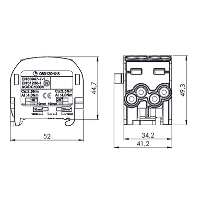 Distribution block - branch Al/Cu 80120 SIMBLOCK green