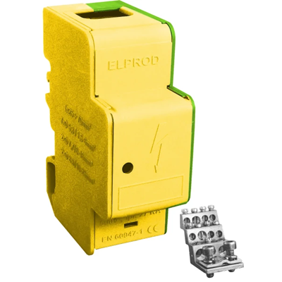 Distributore modulare unipolare TS-35 70² 2x25² 2x16² 7x6² giallo-verde