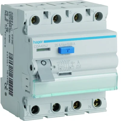 Disyuntor de corriente residual 4P 25A/30mA Tipo A