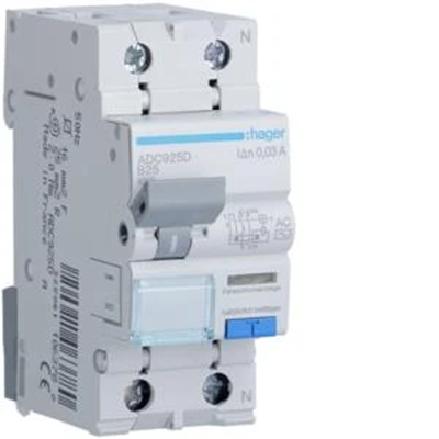 Disyuntor de corriente residual con componente sobrecorriente. B/6KA 25A 30mA 2 polos tipoAC