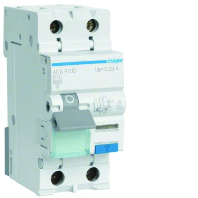 Disyuntor de corriente residual con elemento de sobreintensidad 1P+N 6kA B 10A/30m