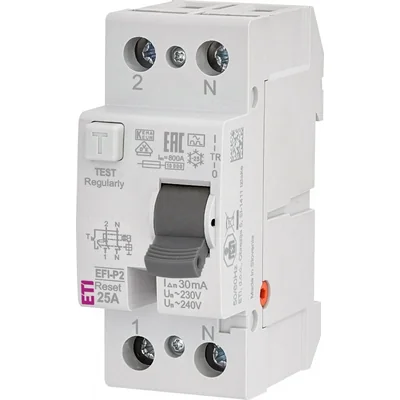 Disyuntor diferencial EFI-P2R A 25/0.03 con función de rearme.