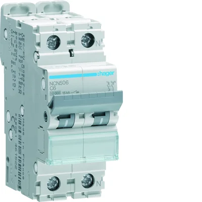 Disyuntor MCB 10kA 1+N 6A característica C