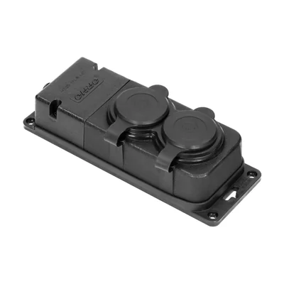 Divisor a prueba de salpicaduras y resistente a impactos, IP44, 2x2P+Z, 16A, 230V CA, caucho, ignífugo.