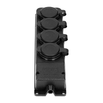 Divisor a prueba de salpicaduras y resistente a impactos, IP44, 4x2P+Z, 16A, 230V CA, caucho, ignífugo.