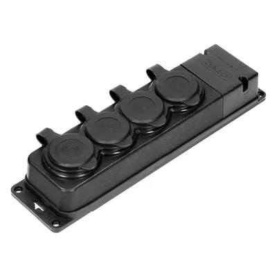 Divisor a prueba de salpicaduras y resistente a impactos, IP44, 4x2P+Z, 16A, 230V CA, caucho, ignífugo.