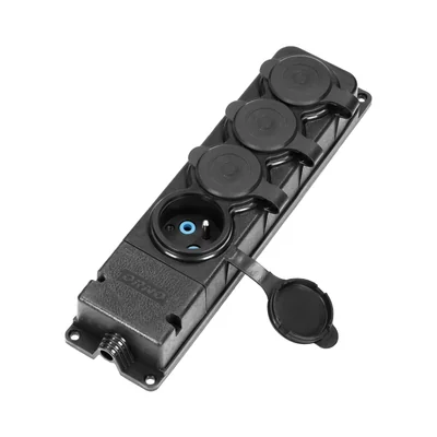 Divisor a prueba de salpicaduras y resistente a impactos, IP44, 4x2P+Z, 16A, 230V CA, caucho, ignífugo.