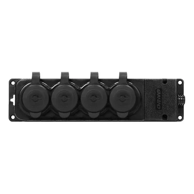 Divisor a prueba de salpicaduras y resistente a impactos, IP44, 4x2P+Z, 16A, 230V CA, caucho, ignífugo.