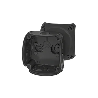 DK 0100 BZ Puszka odgałęźna do instalacji wewnętrznych czarna IP66 z dławnicami membranowymi 84x84x55mm bez zacisków