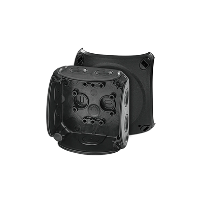 DK 0200 B Puszka do inst. wewn., czarna, IP 66, z dławnicami membran., 93x93x62mm, bez zacisków