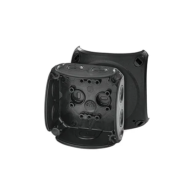DK 0200 B Puszka odgałęźna do instalacji wewnętrznych czarna IP66 z dławnicami membranowymi 93x93x62mm bez zacisków