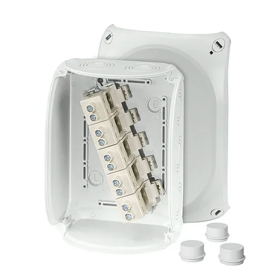 DK 1616 GZ Box for indoor installation, gray, IP 66 with replacement length EDK/AKM, with 5-pole terminal, 16 mm2, Cu